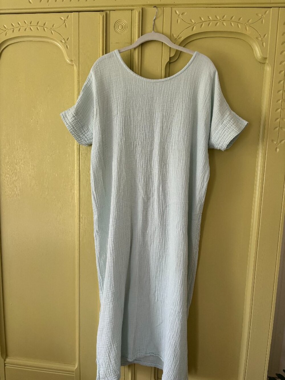 Honest Cotton Laguna Dress in Baby Blue, One Size- Cotton Gauze Light Aqua